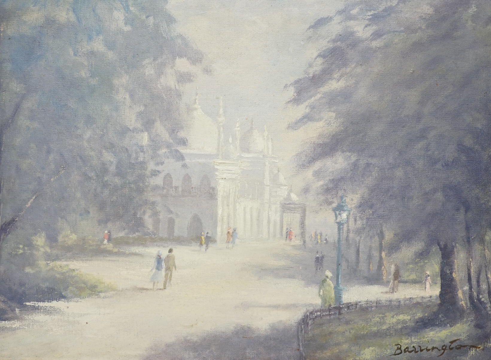 Barrington, 20th century, oil on board, Royal Pavilion, Brighton, signed, 28 x 39cm. Condition - good